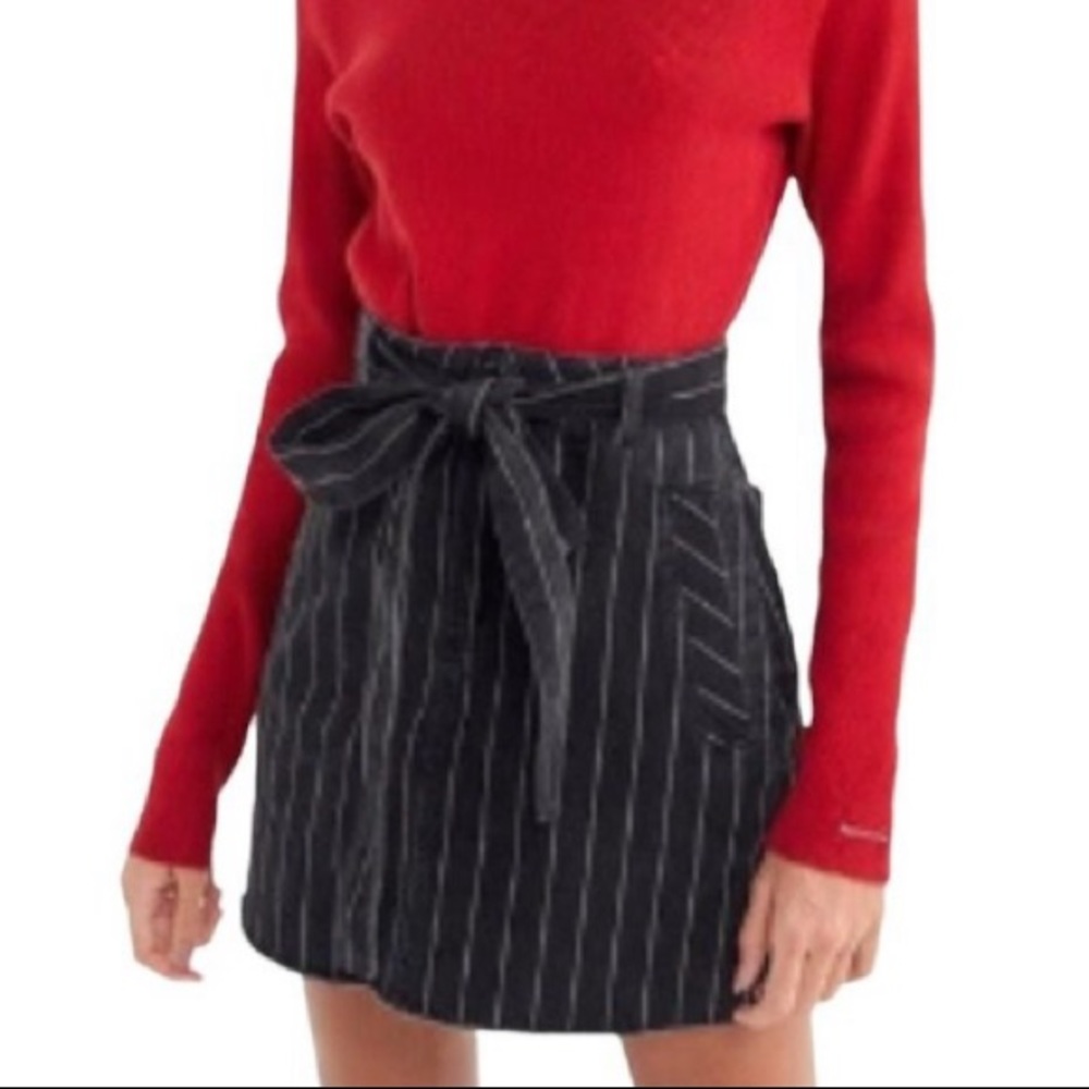 NWT Urban Outfitters BDG Paperbag Striped Tie Raw Hem Mini Skirt